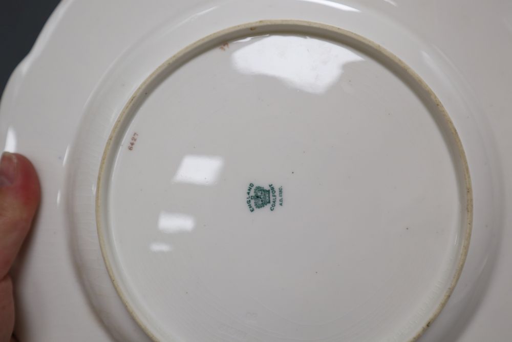 A pair of Coalport floral painted dessert plates, diameter 26cm